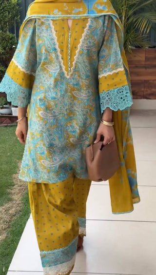 Yellow Printed Farshi Palazzo Set ClothsVilla