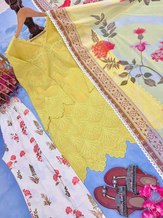 Yellow Printed Kurti with Palazzo Set ClothsVilla