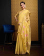 Load image into Gallery viewer, Yellow Radiant Floral Printed Saree with Zari Border ClothsVilla