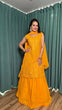 Load image into Gallery viewer, Yellow Radiant Georgette Lehenga Set &amp; Paper Mirror Work ClothsVilla