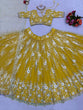 Load image into Gallery viewer, Yellow Radiant Soft Net Semi-Stitched Lehenga Set with Sequence Embroidery &amp; Fancy Latkans ClothsVilla