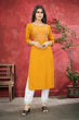 Load image into Gallery viewer, Yellow Rayon Kurta Set With Pant ClothsVilla