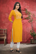 Load image into Gallery viewer, Yellow Rayon Kurta Set With Pant ClothsVilla