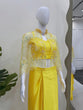 Load image into Gallery viewer, Yellow Ready-to-Wear Dhoti Style Set with Koti &amp; Tube Blouse