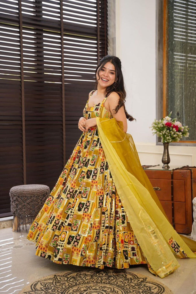 Yellow Ri8 Exclusive Anarkali Gown – Elegance Meets Modernity Clothsvilla