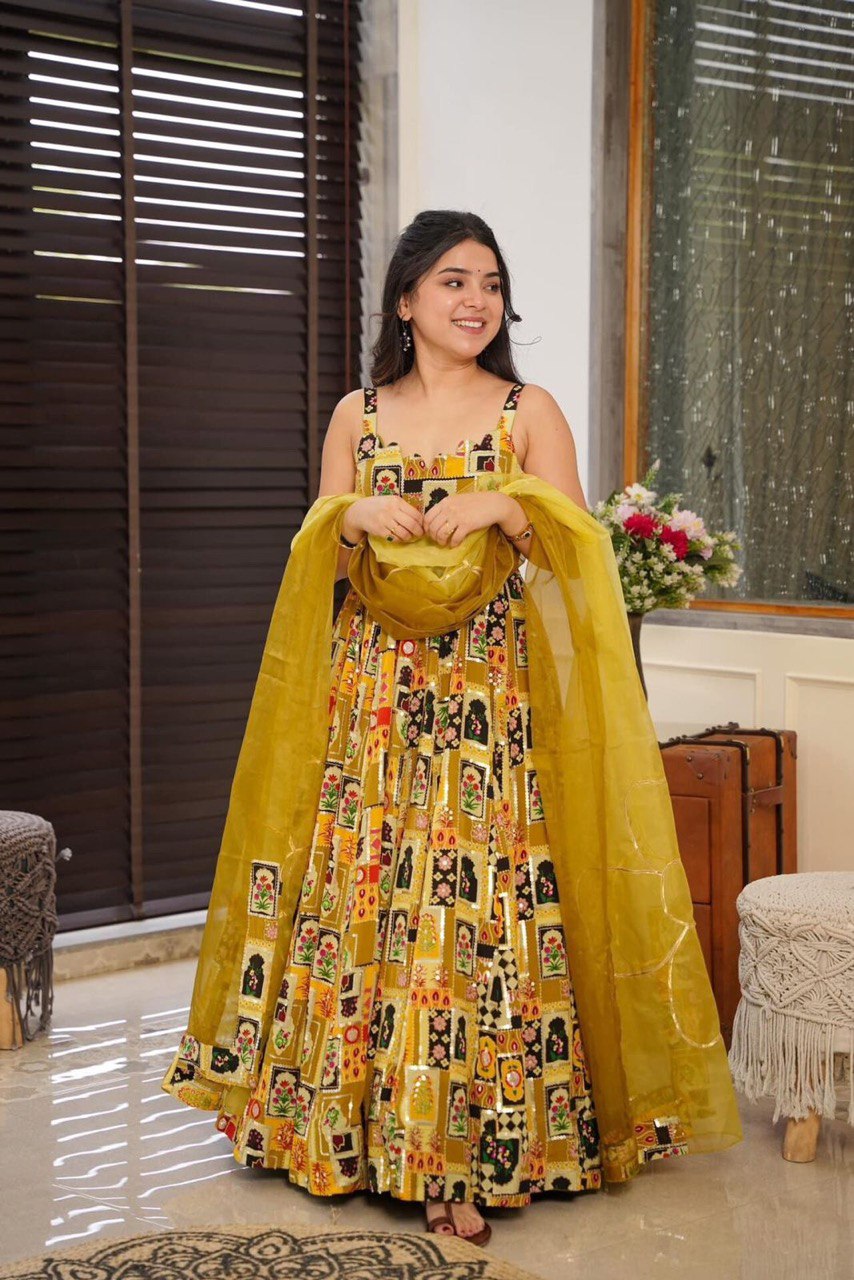 Yellow Ri8 Exclusive Anarkali Gown – Elegance Meets Modernity Clothsvilla Main image