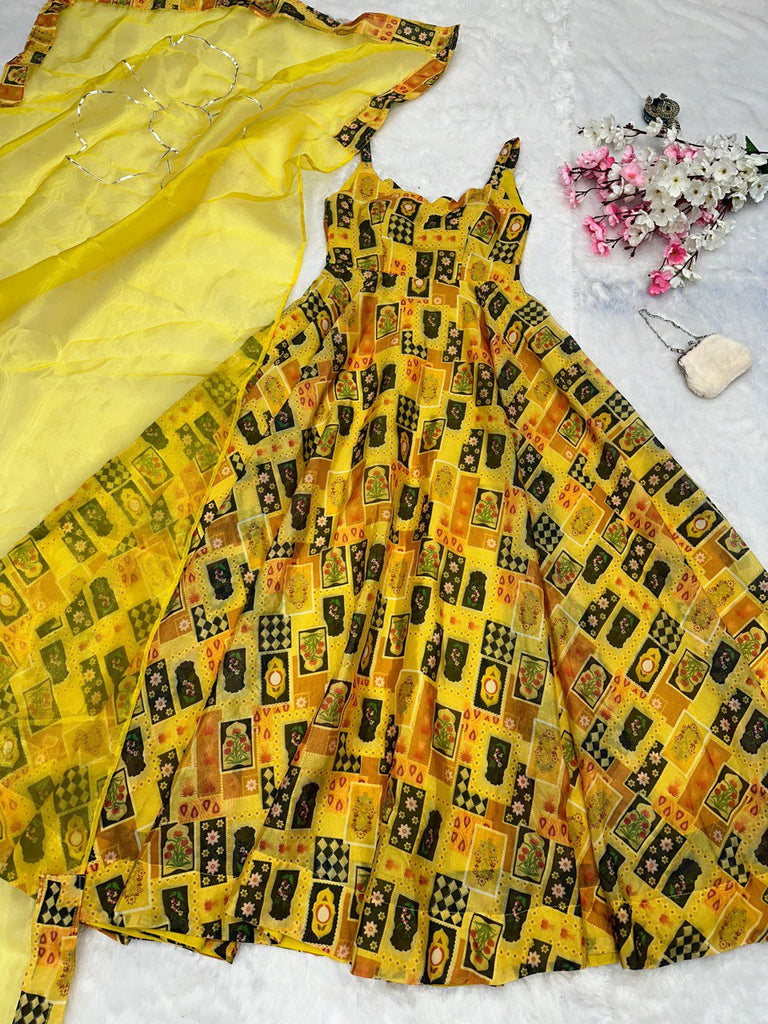 Yellow Ri8 Exclusive Anarkali Gown – Elegance Meets Modernity Clothsvilla