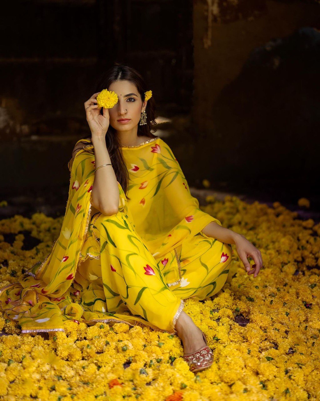 Yellow Ri8 Fashion - Exclusive Haldi Special Sharara Set Floral Elegance with Modern Touch Clothsvilla