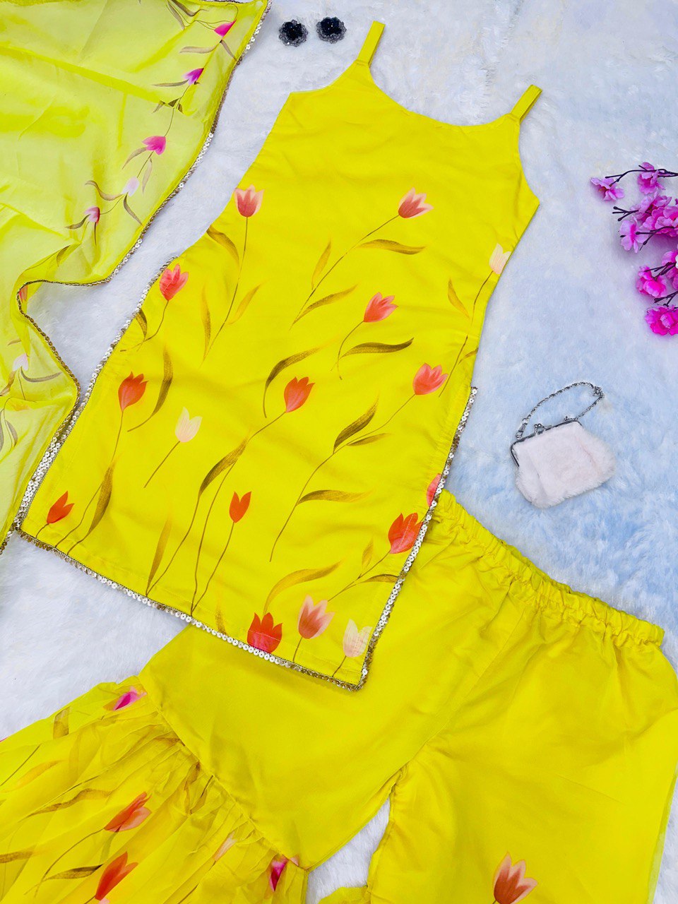 Yellow Ri8 Fashion - Exclusive Haldi Special Sharara Set Floral Elegance with Modern Touch Clothsvilla