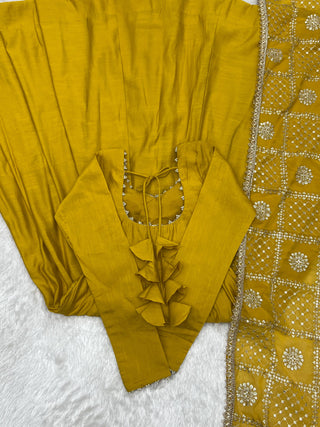 Yellow Roman Silk Anarkali Gown ClothsVilla