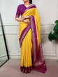 Load image into Gallery viewer, Yellow Saree with Zari Weaving Work ClothsVilla