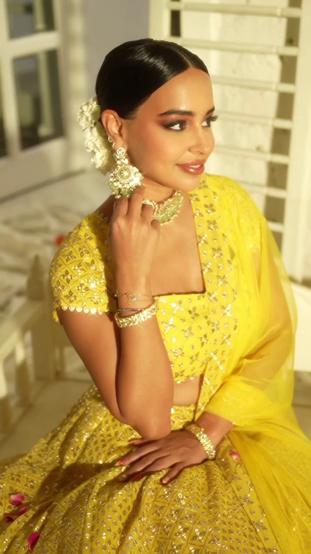 Yellow Sequin Embroidered Haldi Lehenga Set ClothsVilla