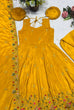 Load image into Gallery viewer, Yellow Silk Sequins Embroidered Gown Palazzo Set
