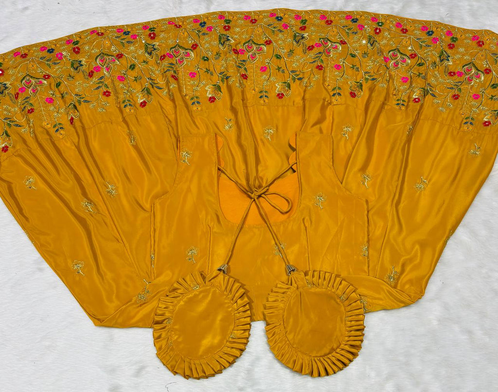 Yellow Silk Sequins Embroidered Gown Palazzo Set