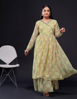 Yellow Simple Yet Classy – Digital Print Georgette Sharara Set ClothsVilla