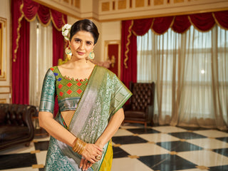 Sunshine Elegance - Yellow Soft Cotton Saree with Woven Design ClothsVilla