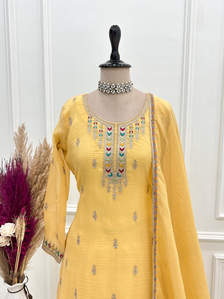 Yellow Soft Silk Sharara Set ClothsVilla
