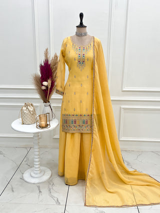 Yellow Soft Silk Sharara Set ClothsVilla