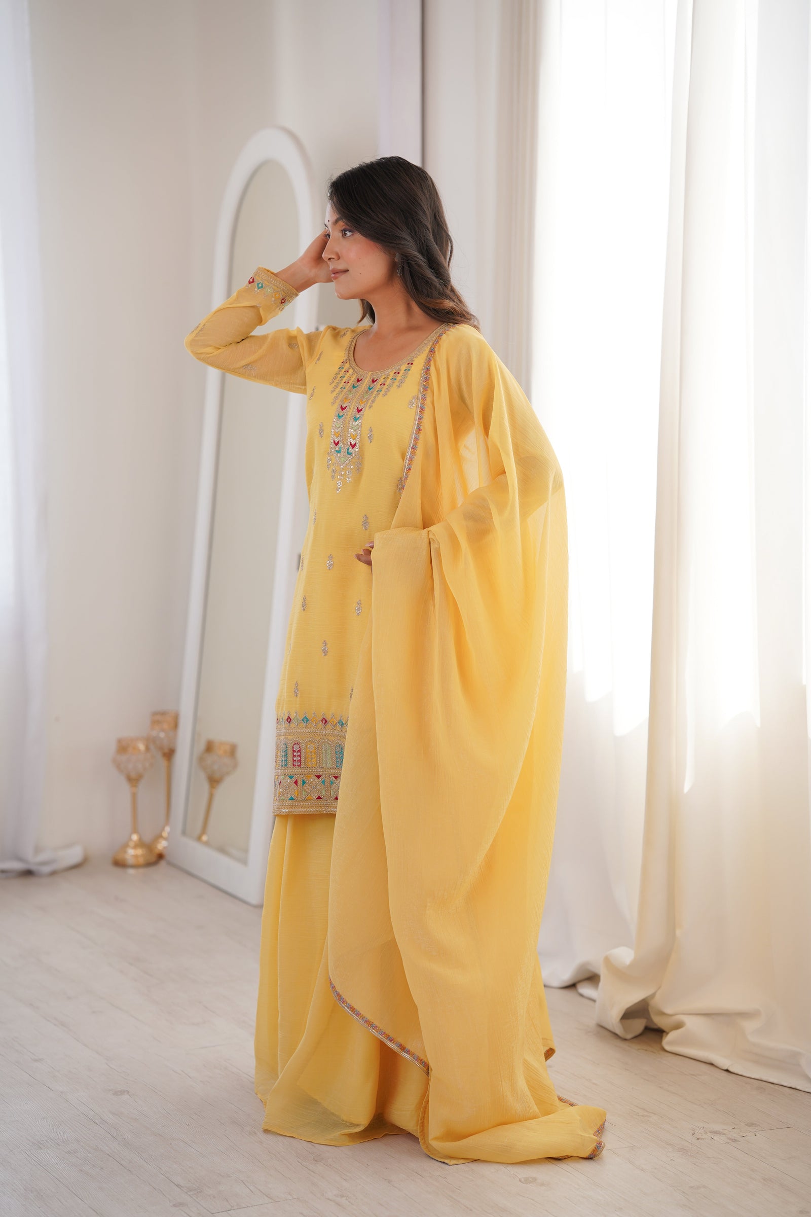 Yellow Soft Silk Sharara Set ClothsVilla
