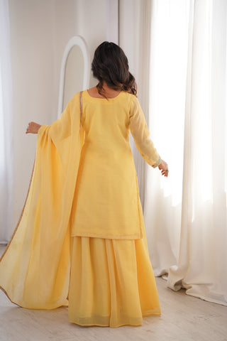 Yellow Soft Silk Sharara Set ClothsVilla