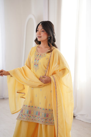 Yellow Soft Silk Sharara Set ClothsVilla