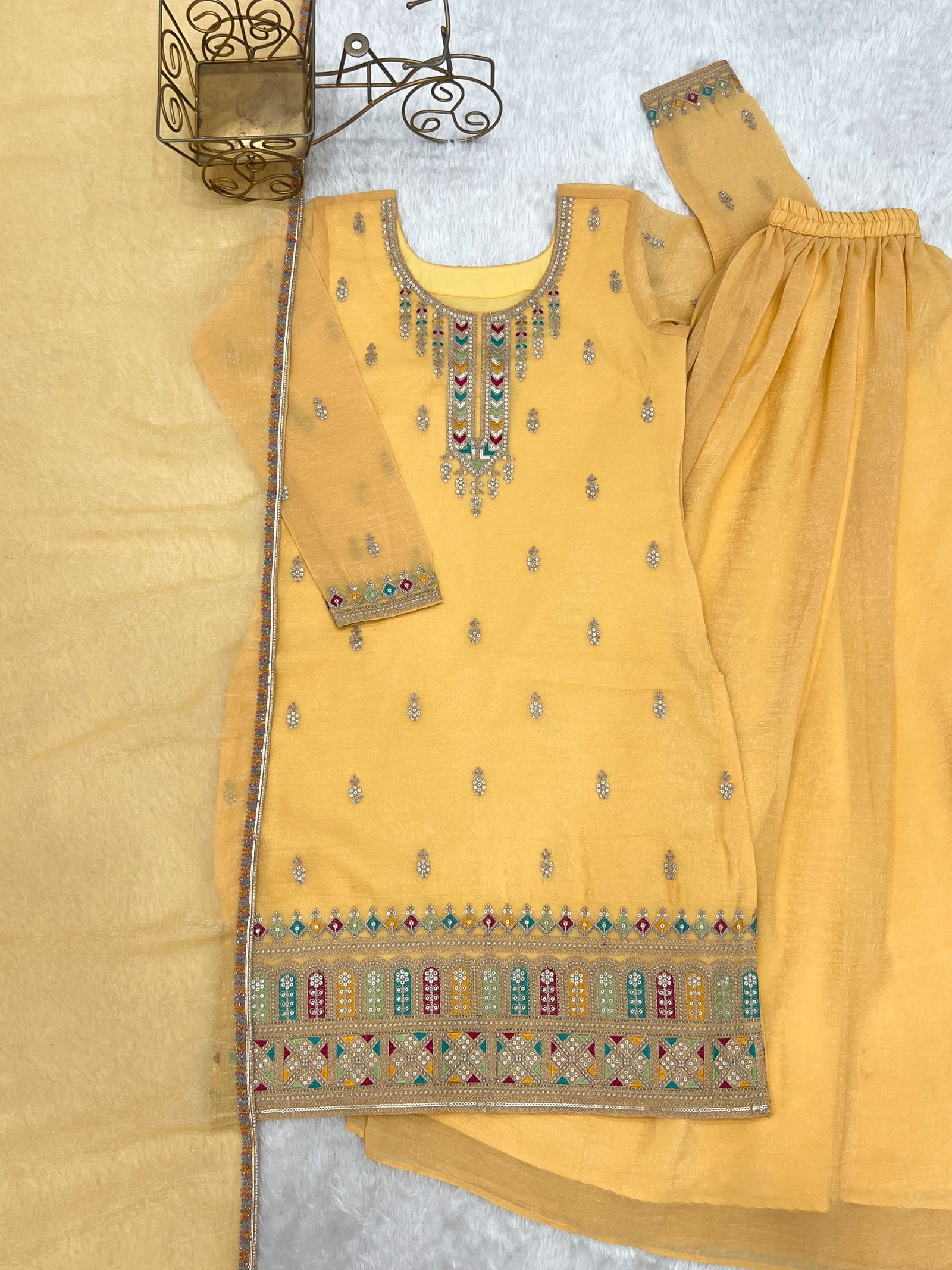 Yellow Soft Silk Sharara Set ClothsVilla