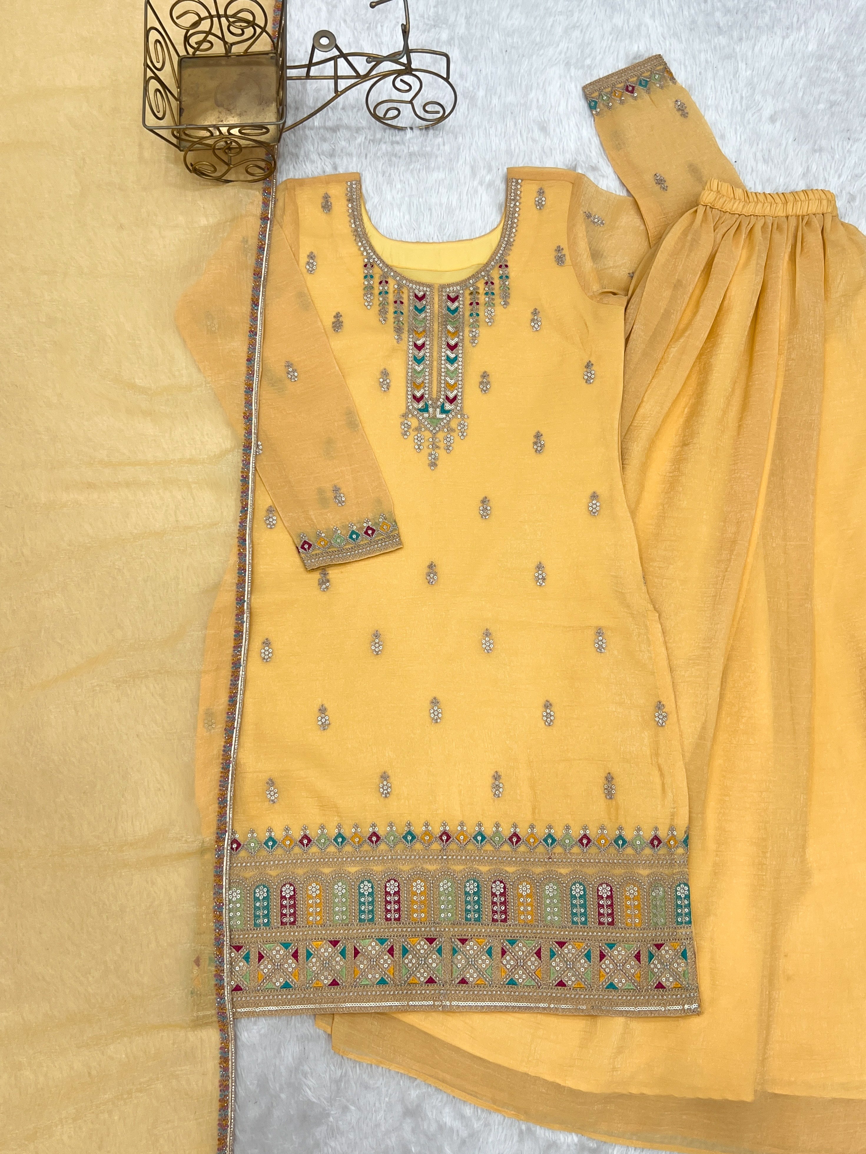 Yellow Soft Silk Sharara Set ClothsVilla