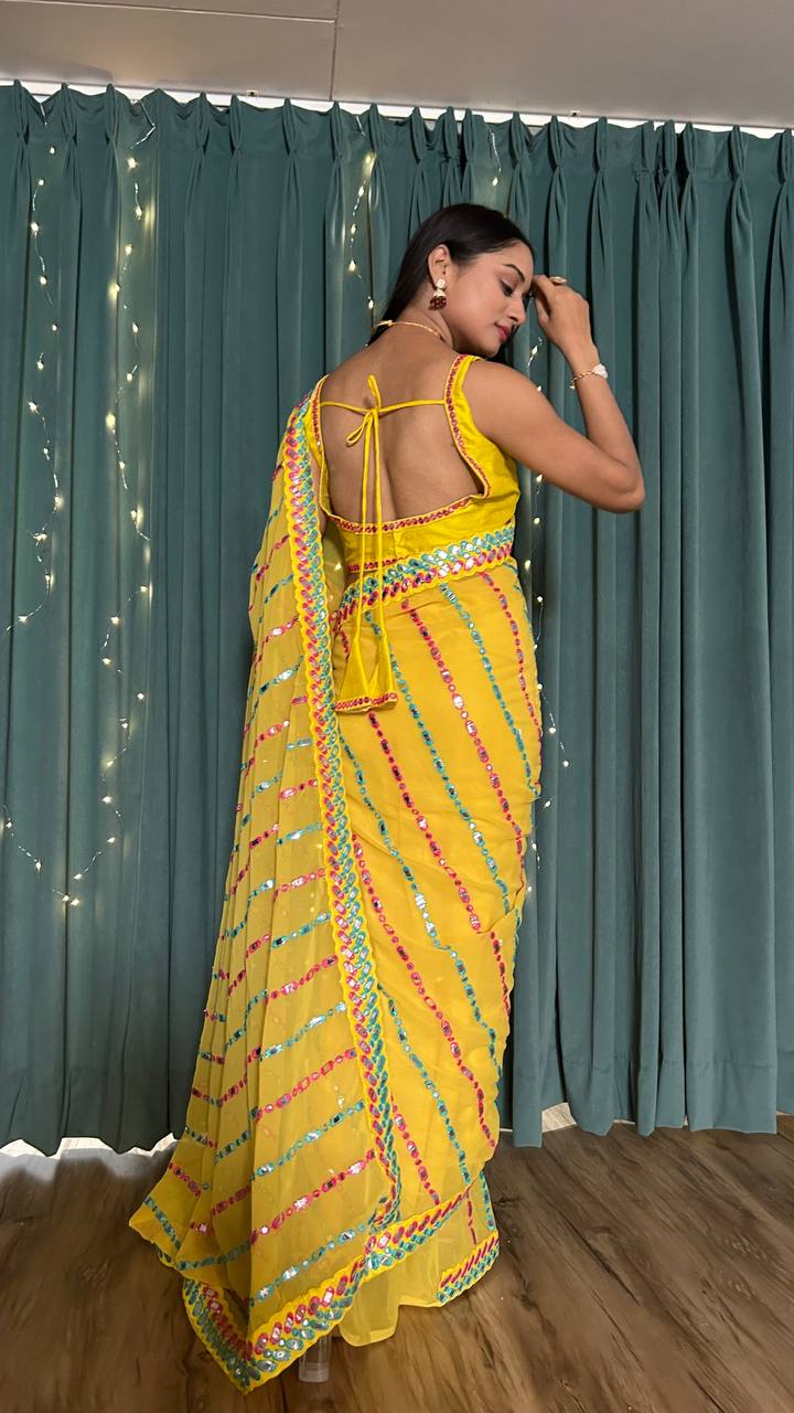 Yellow Step into the Festive Season with Elegance – Stunning Georgette Saree Clothsvilla