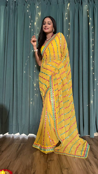 Yellow Step into the Festive Season with Elegance – Stunning Georgette Saree Clothsvilla