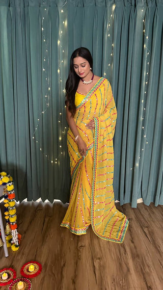 Yellow Step into the Festive Season with Elegance – Stunning Georgette Saree Clothsvilla