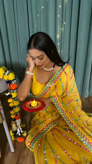 Yellow Step into the Festive Season with Elegance – Stunning Georgette Saree Clothsvilla
