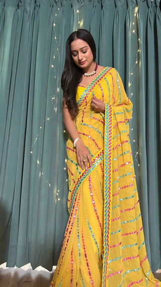 Yellow Step into the Festive Season with Elegance – Stunning Georgette Saree Clothsvilla