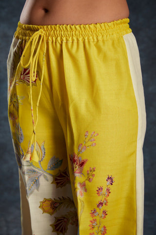 Yellow Sunshine Printed Linen Co-Ord Set Top & Pant ClothsVilla