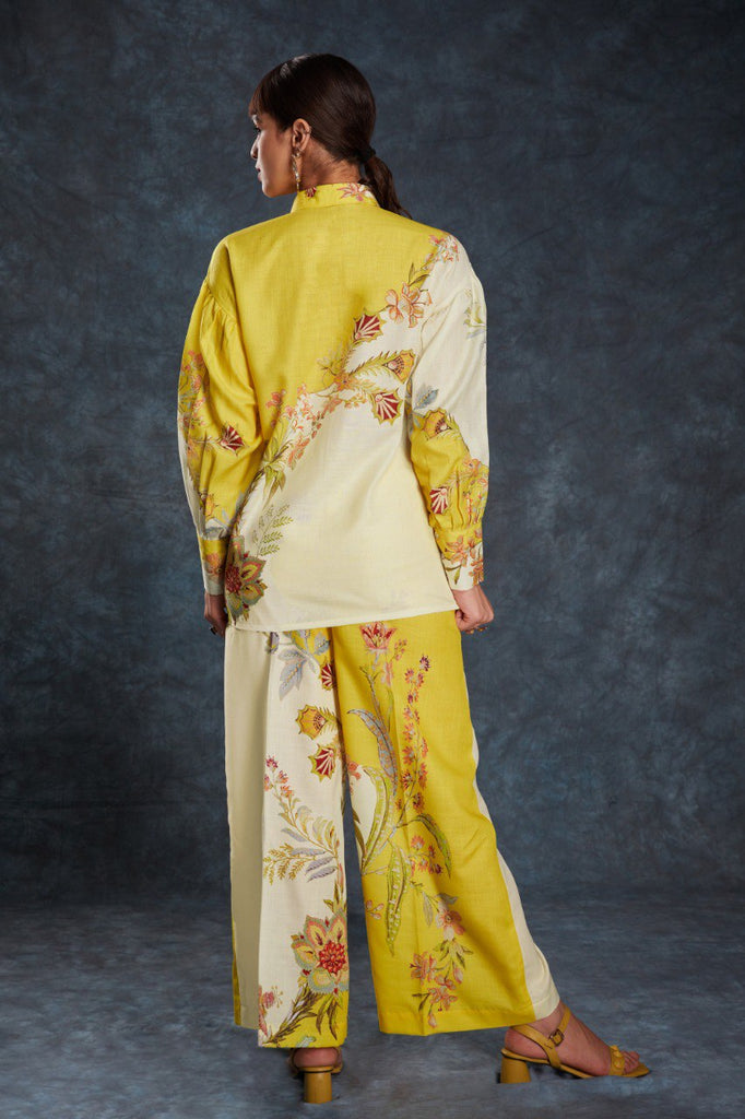 Yellow Sunshine Printed Linen Co-Ord Set Top & Pant ClothsVilla