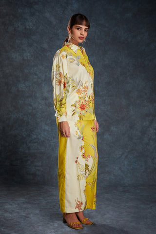 Yellow Sunshine Printed Linen Co-Ord Set Top & Pant ClothsVilla