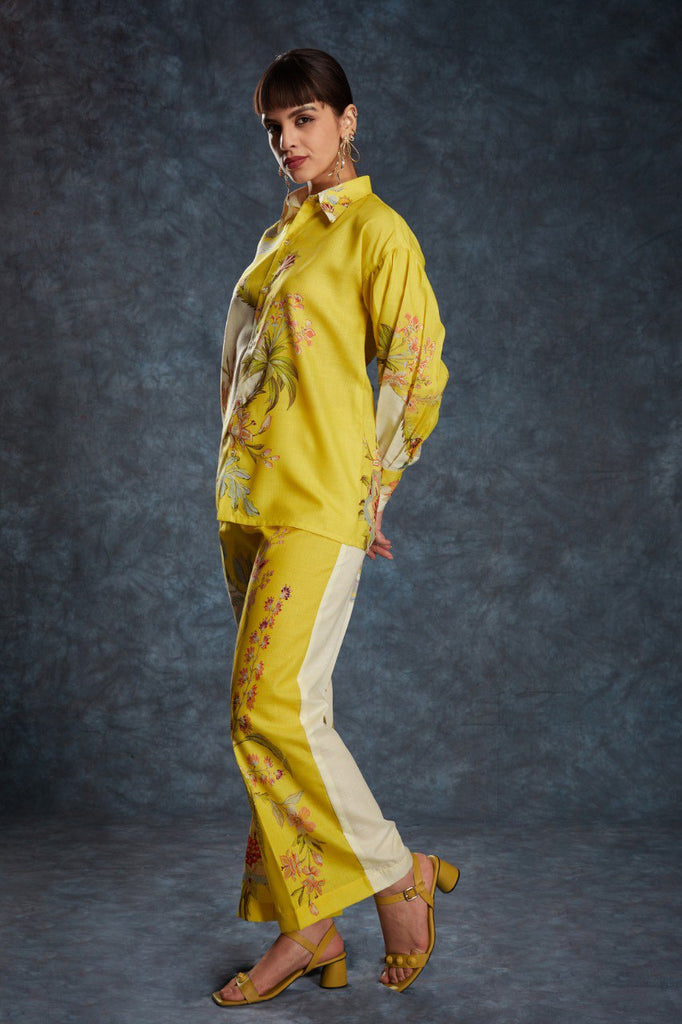 Yellow Sunshine Printed Linen Co-Ord Set Top & Pant ClothsVilla