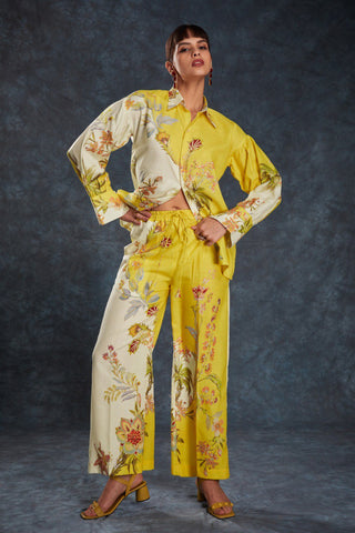 Yellow Sunshine Printed Linen Co-Ord Set Top & Pant ClothsVilla