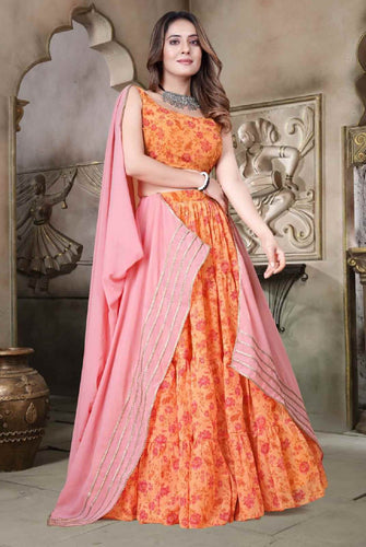 Yellow Tabby Organza Lehenga set