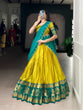 Load image into Gallery viewer, Yellow Traditional Poly Cotton Lehenga with Zari Weaving Work &amp; Georgette Embroidered Dupatta – Stitched Lehenga with Unstitched Blouse ClothsVilla