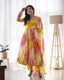 Yellow Vibrant Anarkali Organza Silk Gown with Dupatta & Pant Set – Perfect for Festivities