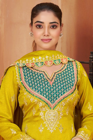 Yellow Vichitra Kurta Palazzo Set ClothsVilla