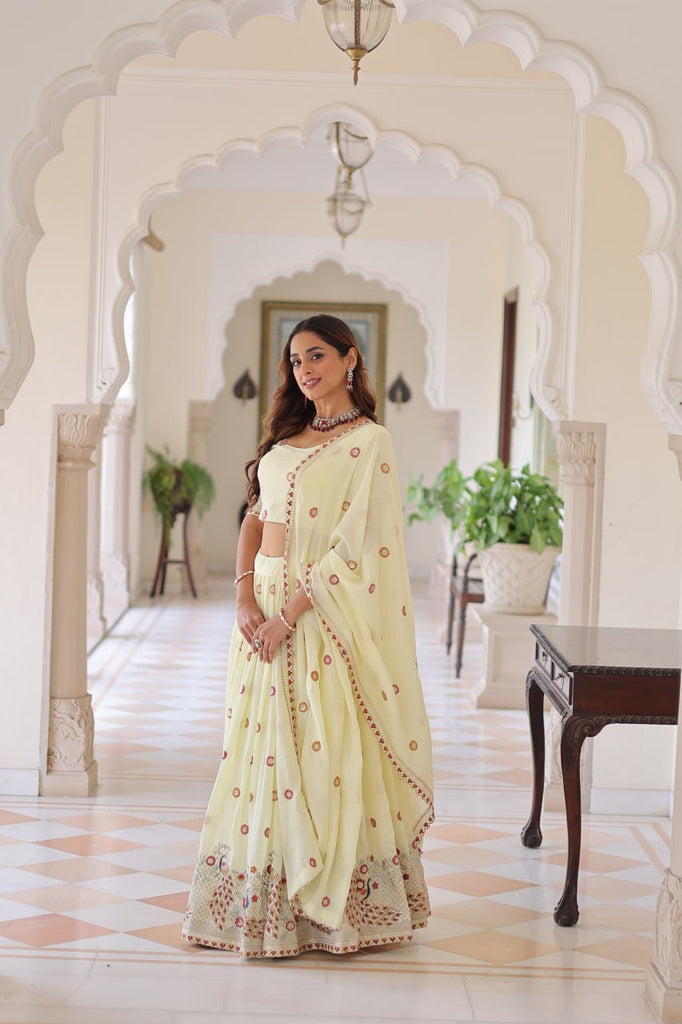 Yellow Vichitra Silk Lehenga with Dupatta ClothsVilla