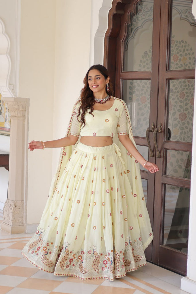 Yellow Vichitra Silk Lehenga with Dupatta ClothsVilla