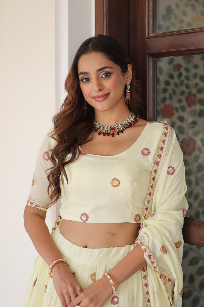 Yellow Vichitra Silk Lehenga with Dupatta ClothsVilla