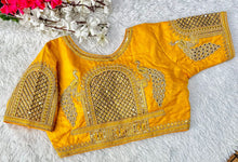 Load image into Gallery viewer, Yellow Watermelon Silk Blouse with Beautiful Cording and Hand-Touched Sequins ClothsVilla