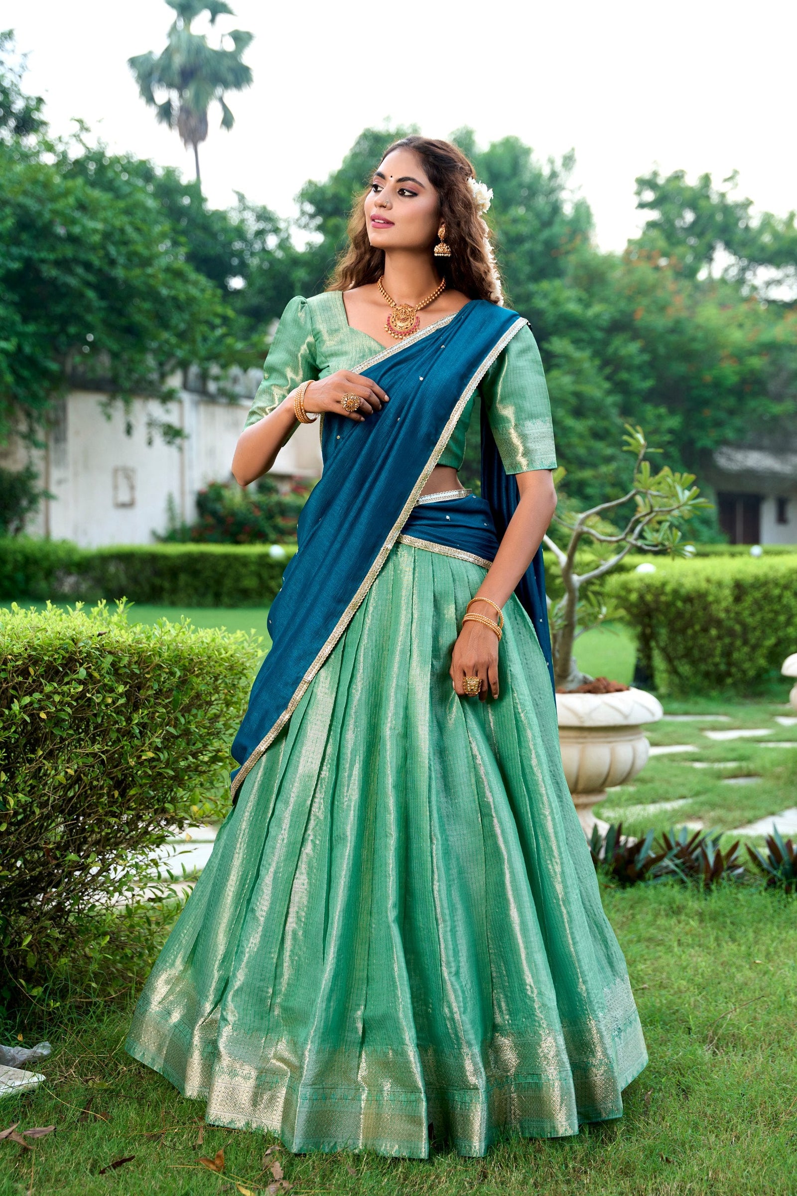 Zari Weaving Lehenga Set with Dupatta ClothsVilla