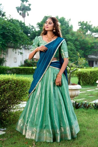 Zari Weaving Lehenga Set with Dupatta ClothsVilla
