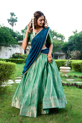 Zari Weaving Lehenga Set with Dupatta ClothsVilla