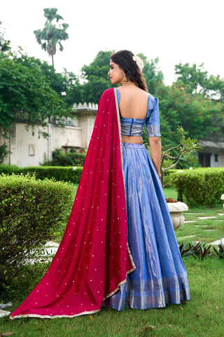Zari Weaving Lehenga Set with Dupatta ClothsVilla