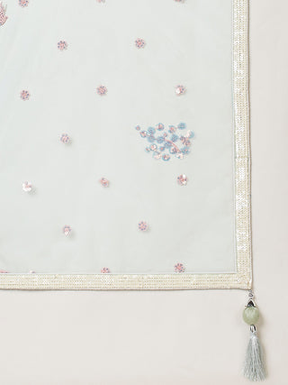 Sky Blue Soft Net Lehenga Choli with Thread & Sequin Embroidery ClothsVilla